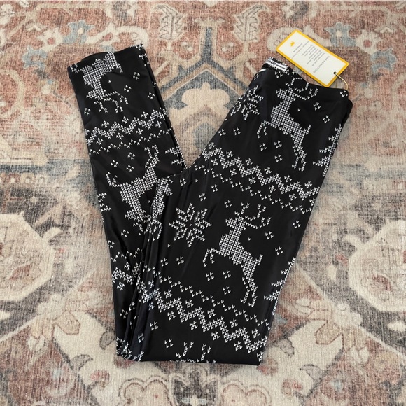 Goldsheep Girls Holiday Christmas Reindeer Leggings XL - Picture 2 of 4